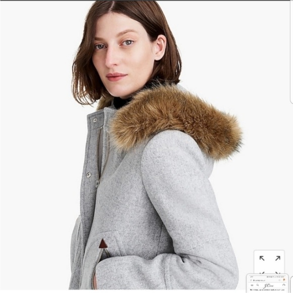 J. Crew Coat Wool Chateau Parka Gray Hooded Italian Stadium Cloth NELLO GORI 2 - Picture 5 of 16